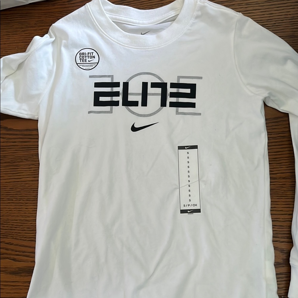 Nike White Elite Graphic Long Sleeve Tee